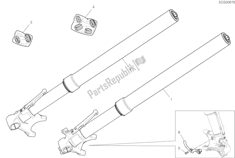 Alle onderdelen voor de Voorvork van de Ducati Hypermotard 950 SP 2020